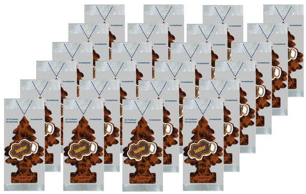 Little Trees Hanging Car and Home Air Freshener, Leather (Pack of 24)