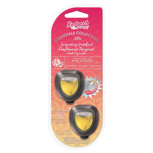Refresh Your Car! Mini Diffusers, Invigorating Grapefruit, 2-Pack