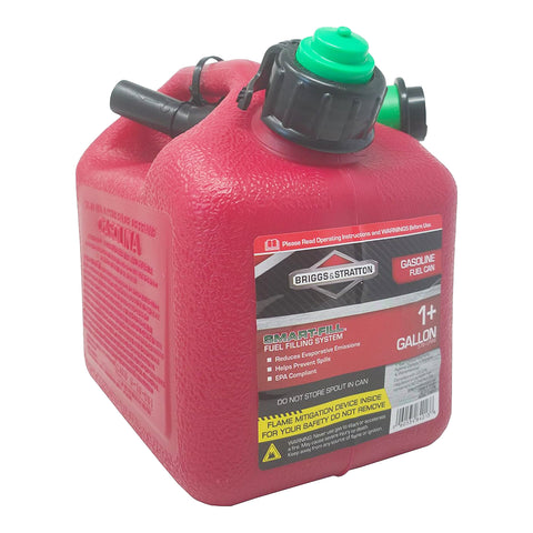 Briggs & Stratton Gas Can, 1+ Gallon Red Gas Can with Smart Fill Gas Can Spout.