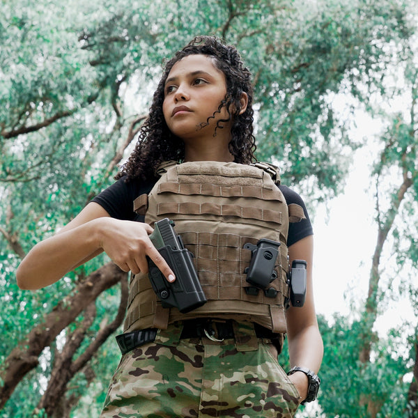 Orpaz Pistol Mag Pouch, Magazine Holster for 0.40, 9mm Magazine Holder, Single Magazine, MOLLE, Double Stack Metal