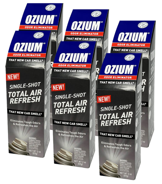 Ozium Air Sanitizer, 2 oz Car Fogger: Single-Shot Smoke Odor Eliminator & Car Air Freshener, That New Car Smell, 6 Packs
