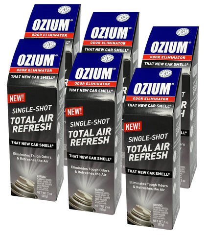 Ozium Air Sanitizer, 2 oz Car Fogger: Single-Shot Smoke Odor Eliminator & Car Air Freshener, That New Car Smell, 6 Packs