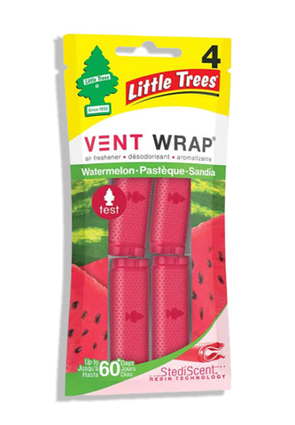 LITTLE TREES Car Air Freshener Vent Wrap, Provides Long-Lasting Scent for Car, Invisibly Fresh! Watermelon, 4 Pack