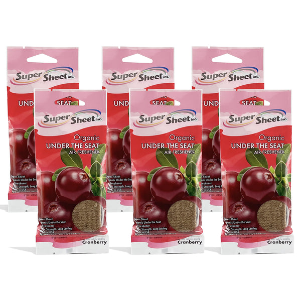 Super Sheet, Organic Under the Seat Car Air Freshener, Long Lasting Fragrance, Cranberry Scent, 6 Pack