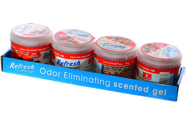 Refresh Scented Gel Air Freshener Car Home & Office Odor Eliminator 4.5oz. Very Cherry (Pack of 4)