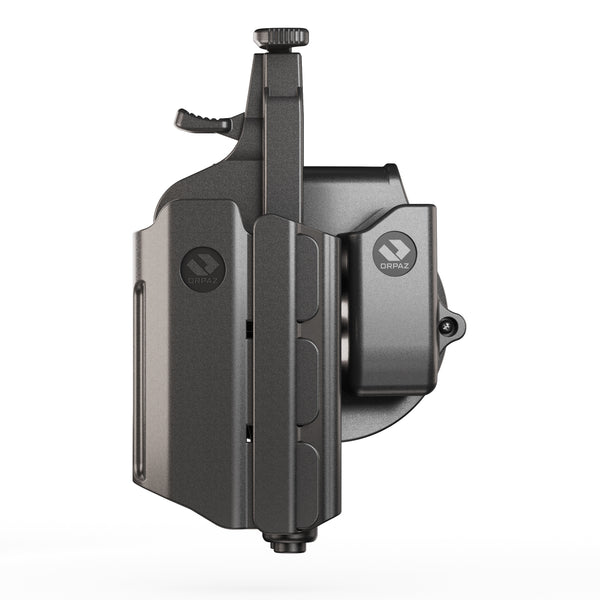 Orpaz Light Bearing Holster Compatible with Ruger Security 9 Holster with Light/Laser/Sight/Optics (Medium Pistol Lights, Paddle & 9mm Magazine Holder)