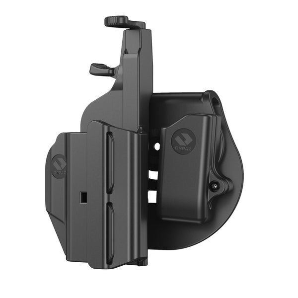 Orpaz Gun Holster Sights and Optics Compatible OWB Pistol Holster (with 9mm/.40 Magazine Pouch for Metal Mags)