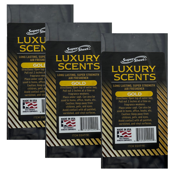 Super Sheet Under the Seat Car Air Fresheners Small Luxury Scents Gold: The Best Car Air Freshener and Odor Eliminators - Long Lasting, Super Strength Car Fresheners, 3 Packs