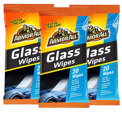 Armor All Car Glass Wipes, Auto Glass Cleaner Wipes for Dirt and Dust, 3 Packs