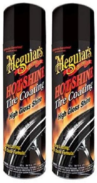 MEGUIAR’S Hot Shine High Gloss Tire Coating, Tire Protectant for Long-lasting Satin Finish, Prevents Tire to Dry Rot, 15 oz, 2 Pack