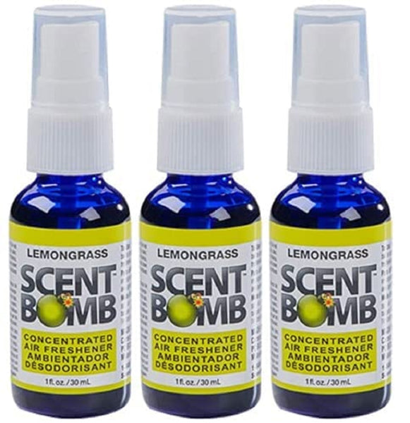 Scent Bomb Air Freshener Spray, 100 % Oil Based Concentrated Air Freshener, Air Freshener Spray for Car, Room, Bathroom and Odor Eliminator, Lemongrass, 3 Pack