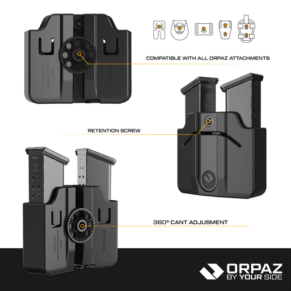 Orpaz Mag Pouch Compatible with Ruger Security 9 Magazine Holster for 0.40, 9mm Magazine Holder, Double Mag, Low-Ride