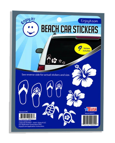 Enjoy It! Beach Car Stickers, Outdoor Rated Vinyl Sticker Decals, 9 Pieces