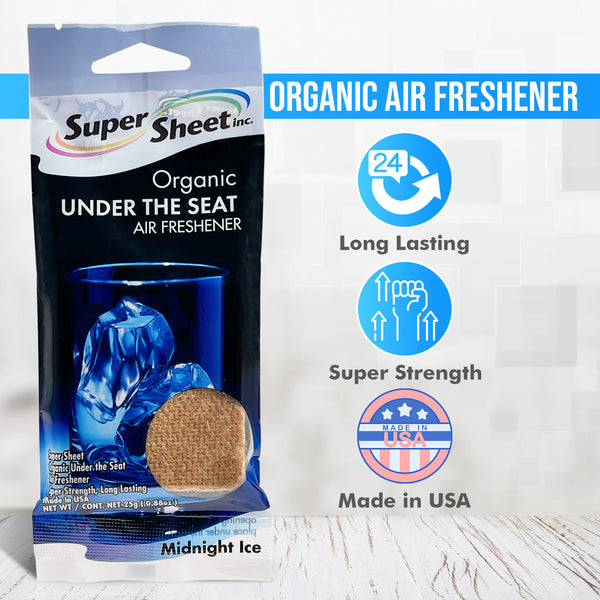 Super Sheet, Organic Under the Seat Car Air Freshener, Long Lasting Fragrance, Midnight Ice Scent, 6 Pack
