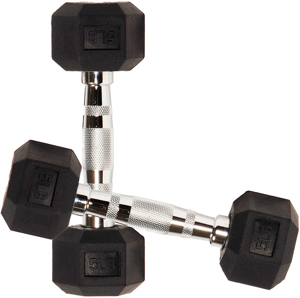 Gymnastics Power Hex Dumbbells Exercise & Fitness Weights Dumbbell for Women & Men (5 lb, Pair)