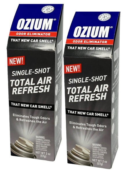 Ozium Air Sanitizer, 2 oz Car Fogger: Single-Shot Smoke Odor Eliminator & Car Air Freshener, That New Car Smell, 2 Packs