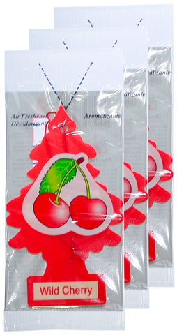 Little Trees Hanging Car Freshener Cardboard Paper For Home Car Office Wild Cherry Pack of 3