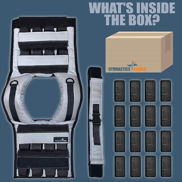 Gymnastics Power - Weighted Vest 35lb Removable Iron Weights for Men and Women Workout for Calisthenics and Fitness Sport Training (Gray)