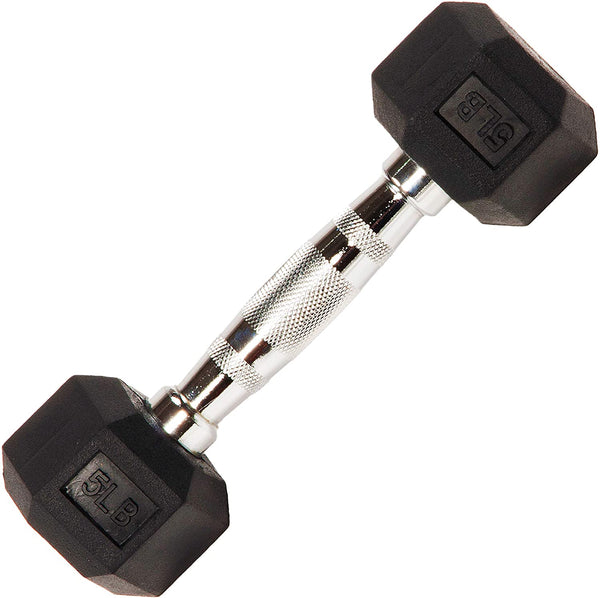 Gymnastics Power Hex Dumbbells Exercise & Fitness Weights Dumbbell for Women & Men (5 lb, Single)