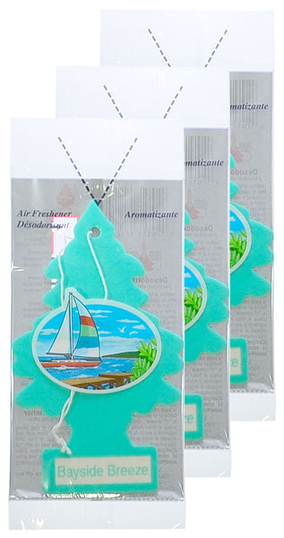 Little Trees Hanging Car Freshener Cardboard Paper For Home Car Office Bayside Breeze Pack of 3