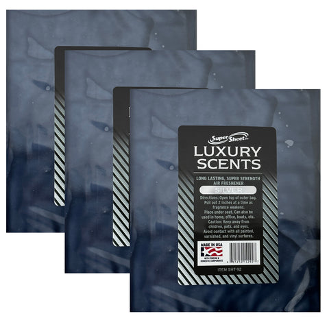 Super Sheet Under the Seat Car Air Fresheners Large Luxury Scents Silver: The Best Car Air Freshener and Odor Eliminators - Long Lasting, Super Strength Car Fresheners, 3 Packs
