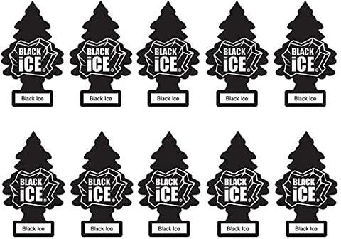 LITTLE TREES Car Air Freshener Hanging Paper Tree, Provides Long Lasting Scent for Car or Home, Black Ice, 10-Pack