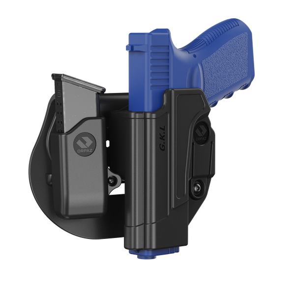 Orpaz G19 Left Handed Holster w/ Glock 19 Mag Pouch, Level I OWB Paddle Holster