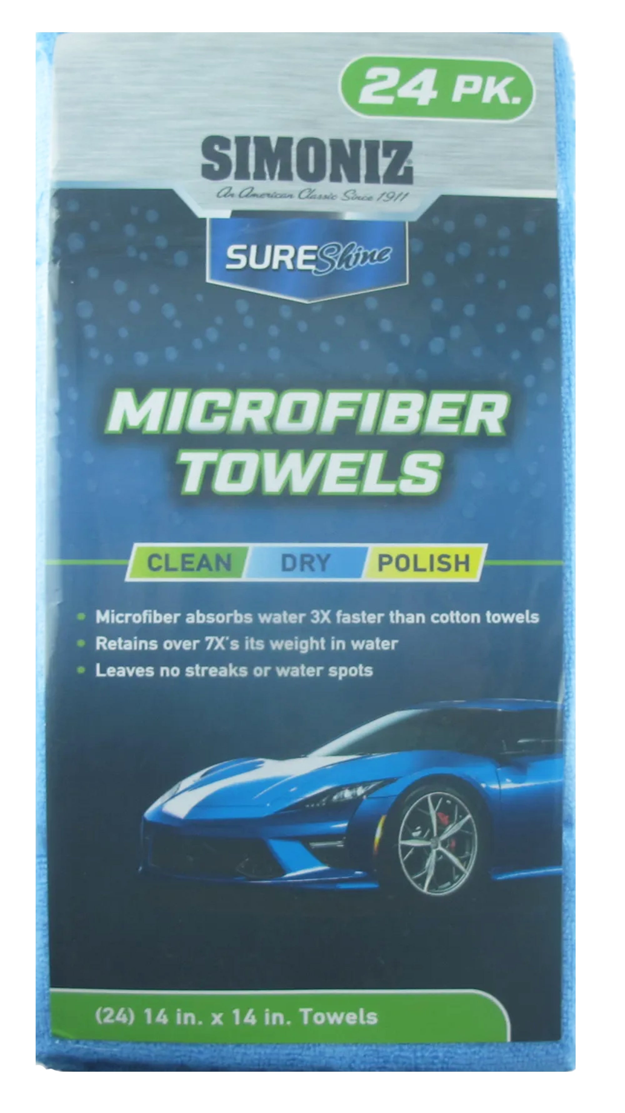 Simoniz Microfiber Towels 14 inchx14 inch, 24 Pack