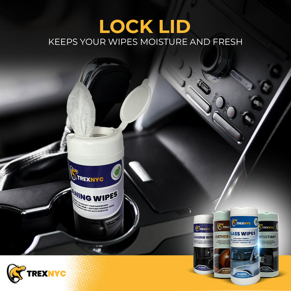 TrexNYC Leather Care Wipes for Car Seats, Leather Cleaning Wipes, Leather Car Seat Cleaner, Leather Wipes for Couch, Car Interior, Furniture, Shoes, and Purses, 3 Packs