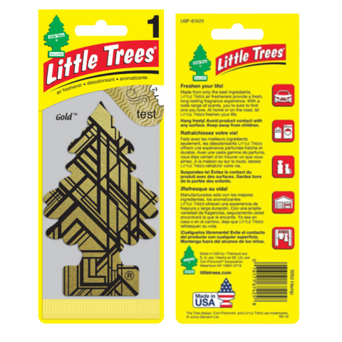 LITTLE TREES Car Air Freshener Hanging Paper Tree, Provides Long Lasting Scent for Car or Home, GOLD, 1 Pack