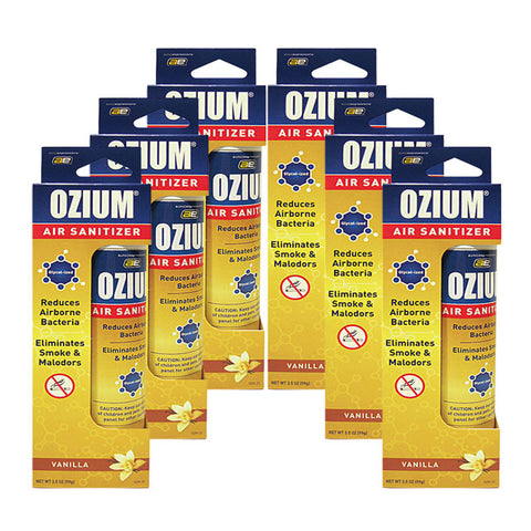 Ozium Cigarette Smoke Air Sanitizer Eliminates Smoke Smell, Aerosol Spray, Vanilla 3.5oz (Pack of 6)
