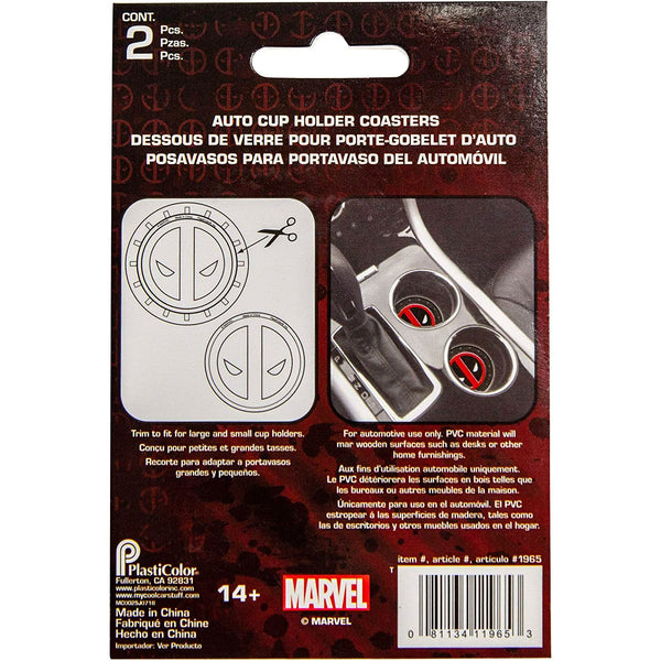 Plasticolor Deadpool Car Coaster, 2x Cupholder Coasters Marvel Comics Deadpool