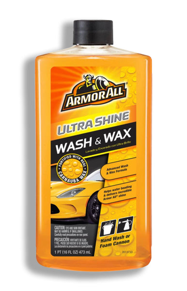Ultra Shine Car Wash and Wax, Car Wax and Cleaner for Cars, Trucks and Motorcycles, by Armor All, 16 Fl Oz