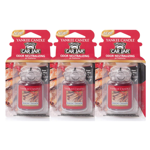Yankee Candle Ultimate Sparkling Cinnamon Jar Candle: Premium Yankee Candle Car Freshener and Exquisite Candle Jar for Ultimate Fragrance Bliss, 3 Packs