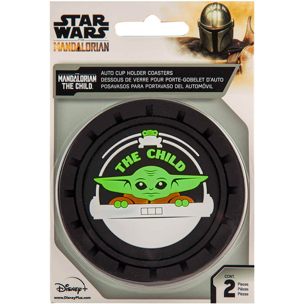 Plasticolor Star Wars Baby Yoda Car Coaster, 2x Mandalorian The Child Coasters