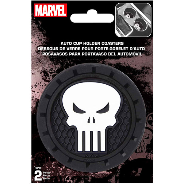 Plasticolor Punisher Car Coaster, 2x Cupholder Coasters Marvel Comics Punisher