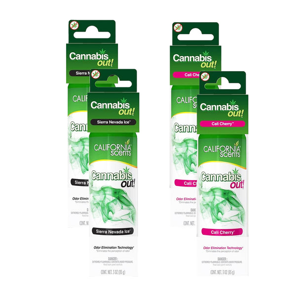 California Scents Cannabis Out Spray Combo Kit: Cali Cherry and Sierra Nevada Ice Car Air Fresheners – Long Lasting Car Air Fresheners with California Scents' Signature Fragrances