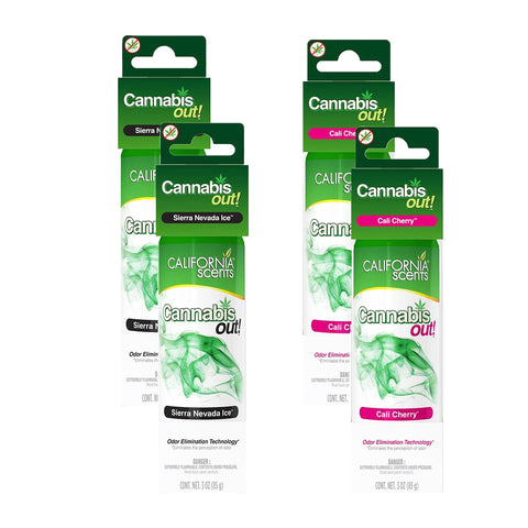 California Scents Cannabis Out Spray Combo Kit: Cali Cherry and Sierra Nevada Ice Car Air Fresheners – Long Lasting Car Air Fresheners with California Scents' Signature Fragrances