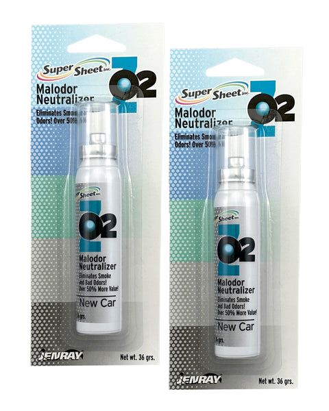 Super Sheet Malodor Neutralizer with New Car  Scent: The Ultimate Car Spray Freshener, Smoke Eliminator for Car; All-in-One Car Sanitizer Spray, 1.3 oz, 2 Packs
