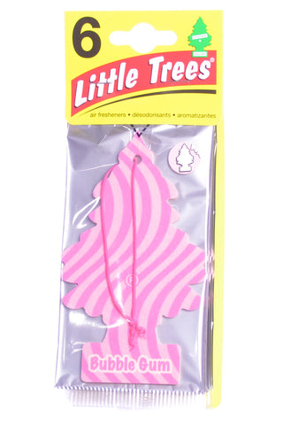 Little Trees Hanging Car Freshener Cardboard Paper For Home Car Office Bubble Gum Pack of 6