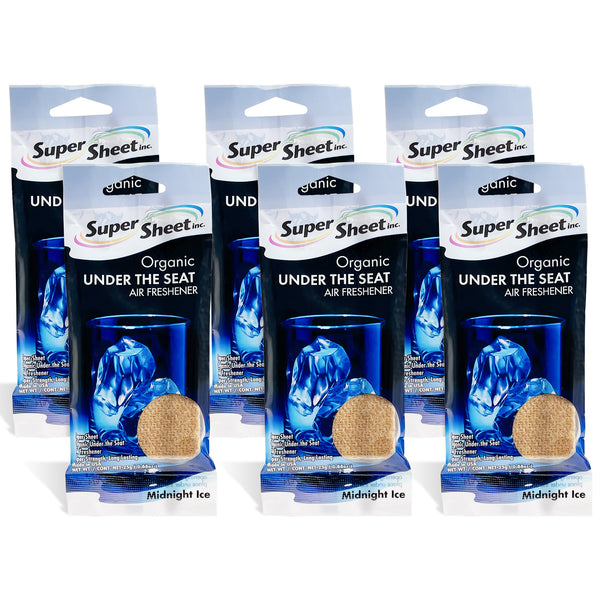 Super Sheet, Organic Under the Seat Car Air Freshener, Long Lasting Fragrance, Midnight Ice Scent, 6 Pack