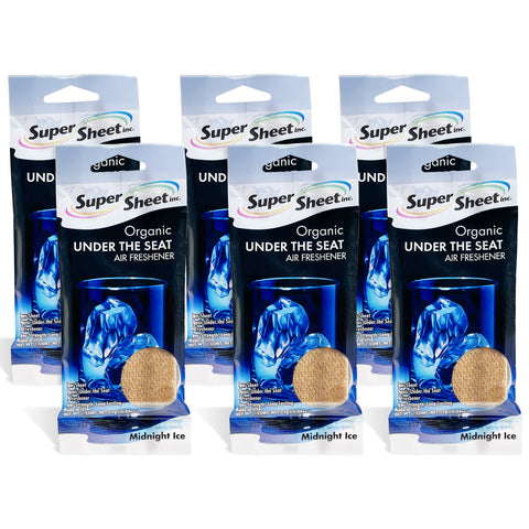 Super Sheet, Organic Under the Seat Car Air Freshener, Long Lasting Fragrance, Midnight Ice Scent, 6 Pack
