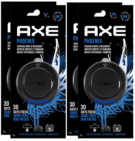 Axe Phoenix Hanging 3D Disc Car Air Freshener, Odor Eliminator for Strong Odor Car Air Fresheners Hanging for Your Car, 4 Packs