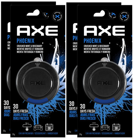 Axe Phoenix Hanging 3D Disc Car Air Freshener, Odor Eliminator for Strong Odor Car Air Fresheners Hanging for Your Car, 4 Packs