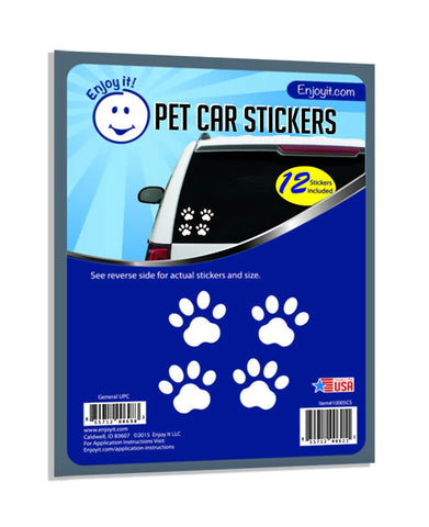 Enjoy It Pet Paw Print Car Sticker, 12 Stickers