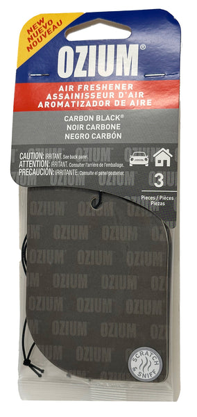 Ozium Paper Hanging Car Air Freshener with Odor Eliminator for Car - Refresh Your Ride with Automotive Air Fresheners, Carbon Black