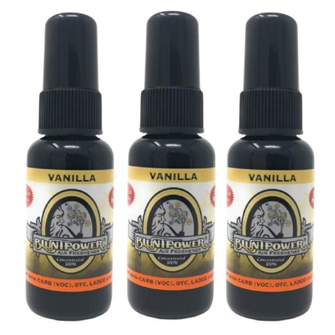 Blunt Power Air Freshener Spray, Oil Based Concentrated Air Freshener and Oil Diffuser, Air Freshener Spray for Car, Room, Bathroom, Odor Eliminator and Room Deodorizer, Vanilla, 1.5 oz, 3 Pack