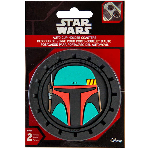 Plasticolor Star Wars Boba Fett Car Coaster, 2x Boba Fett Cupholder Coasters