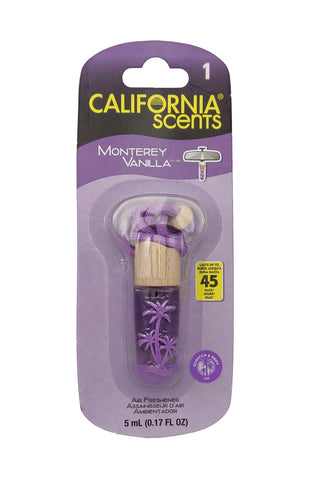 California Scents Air Fresheners Hanging Vial Necklace - Monterey Vanilla Scent: Hanging Air Freshener & Odor Eliminator for Strong Odor