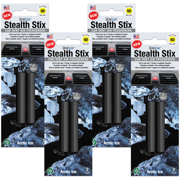 Stealth Stix, Car Air Freshener, Long Lasting Vent Clip Freshener, Arctic Ice Scent, 4-Pack (2 per pack)